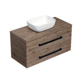 Koupelnová skříňka s černou úchytkou a krycí deskou SAT Cube Way 100x46x47,5 cm dub Wellington mat CUBE46C1003DWSAT45 CUBE46C1003DWSAT45