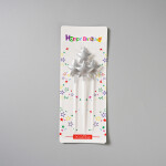 Dortová svíčka hvězda stříbrná 4ks