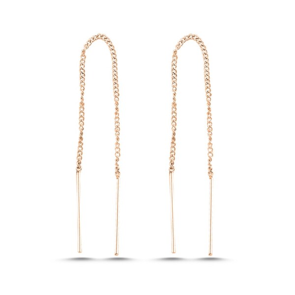 LUNICA Stříbrné řetízkové náušnice ROSE GOLD 0513