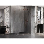 MEXEN/S - Lunar-B L sprchový kout dveře křídlové pravá 90 x 80, transparent, měď kartáčovaná 832L-090-080-65-00-P