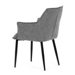 Židle jídelní, šedá vodoodpudivá látka, černý matný lak, kovové nohy