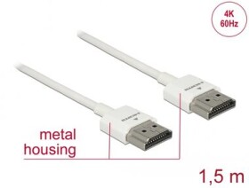 DeLock Kabel HDMI (M) - HDMI (M) 1.5 m bílá (85126)