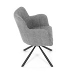 Židle jídelní, šedá látka, černý kov, otočný vratný mechanismus 90°/90° (L/P) - funkce reset