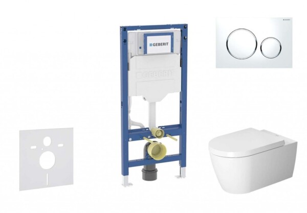 GEBERIT - Duofix Set předstěnové instalace, klozetu ME by Starck a sedátka softclose, tlačítko Sigma20, bílá/lesklý chrom SANI11CP3111