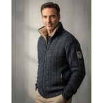 Bunda Wildwasser 60451 pánská zimní pletená zapínání na zip navy/šedá melír