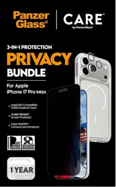 PanzerGlass Bundle 3v1 Privacy iPhone 17 Pro Max / Ochranná sada / Privacy ochrana displeje / Temperované sklo