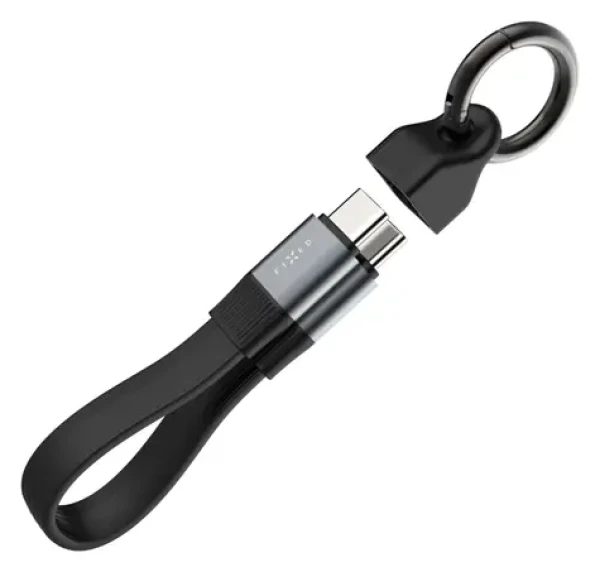 FIXED Clip Cable černá / Kabel USB-C/USB-C / Karabina / USB 3.2 Gen 2 10Gb/s / PD 240W / 4K60Hz