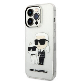 Pouzdro Karl Lagerfeld IML Glitter Karl and Choupette NFT iPhone 14 Pro čiré