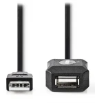 Nedis černá / Aktivní prodlužovací kabel USB 2.0 / USB-A - USB-A / 10 m (CCGL60EXTBK100)