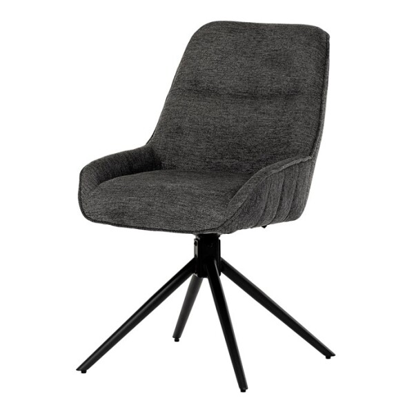 Židle jídelní a konferenční, tmavě šedá látka, černé kovové nohy, otočná P90°+ L 90° s vratným mechanismem - funkce res