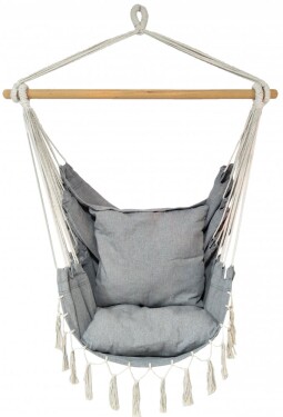 Závěsné křeslo s polštářem světle šedé barvy