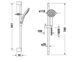 DURAVIT - Sprchy Set sprchové hlavice, tyče a hadice, 3 proudy, chrom UV0680002010