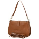 Módní dámská kožená kabelka na rameno Deimis, koňaková