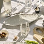 Broste Sklenice White Stripe 350 ml, bílá barva, čirá barva, sklo