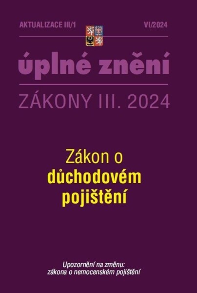 Aktualizace III/1 2024 důchodovém pojištění