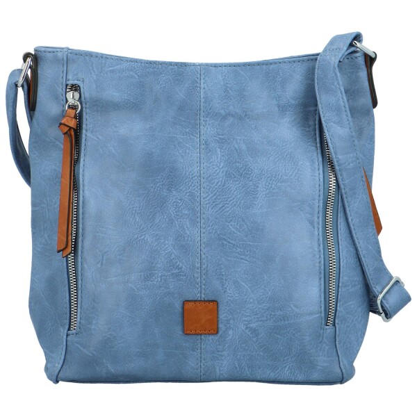 Stylová dámská koženková crossbody kabelka Samer, džínově modrá