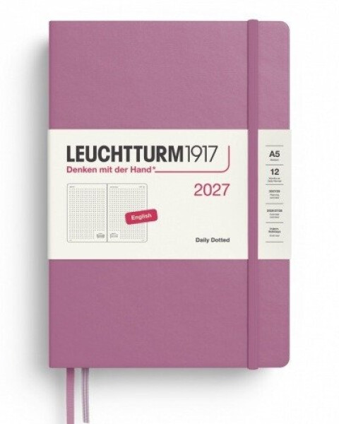 Denní plánovač Dusty Rose, tečkovaný Medium A5 2027, anglicky