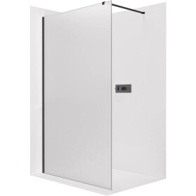 CERANO Sprchová zástěna Walk-in Onyx Cube L/P - 8 mm - hranatá vzpěra - černá matná, mléčné sklo - 80x200 cm