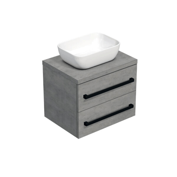 Koupelnová skříňka s černou úchytkou a krycí deskou SAT Cube Way 60x47,5x46 cm beton mat CUBE46C1603BE45 CUBE46C1603BE45
