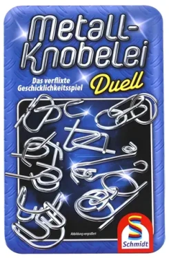 SCHMIDT Sada kovových hlavolamů Duell v plechové krabičce