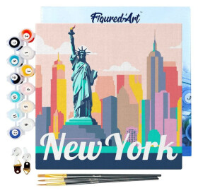 Mini malování podle čísel - Travel Poster New York Socha Svobody 20x20cm na rámu