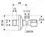 SCHELL - Comfort Pračkový připojovací ventil, chrom 033000699