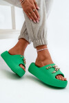 Dámské lehké pěnové žabky s ozdobami zelené Orchia 40/41