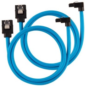 Corsair Premium Sleeved SATA 6Gbps kabel lomený modrá (2ks) / rovný + pravoúhlý konektor / délka 60cm (CC-8900285)