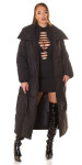 Sexy Fashionista Extra Long Winterjacke mit Gürtel barva black velikost