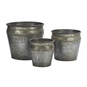 MADAM STOLTZ Kovový obal na květiny Round Galvanized S, šedá barva, kov