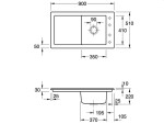 VILLEROY & BOCH - Keramický dřez Timeline 50 White alpin nástavný 900 x 510 bez excentru 330701R1