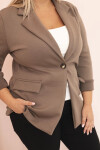 Dámská viskózová blazer Plus Size s dlouhým rukávem a límcem fango UNI