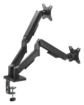 Equip černá / Stolní držák pro dva monitory / 17-32" / nosnost 9 kg / VESA 75-100 mm / 360° otočný (650131)