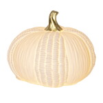 STAR TRADING Svítící LED dekorace Pumpkin 12 cm, bílá barva, porcelán
