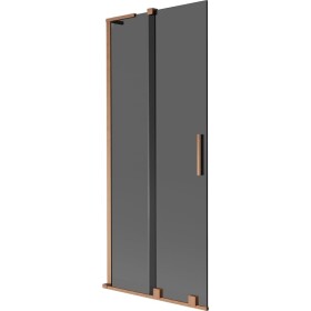 MEXEN/S - Velar L dvoukřídlá posuvná vanová zástěna 80 x 150, grafit, měď kartáčovaná 896-080-003-41-65