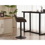 Židle barová, potah hnědá látka v dekoru vintage kůže, chromová podnož