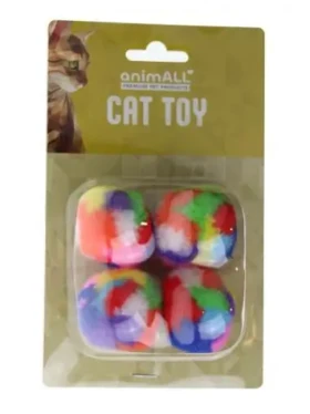 AnimALL Hračka Cat Míček plyš barevný 4-5 cm 4 ks (114040)