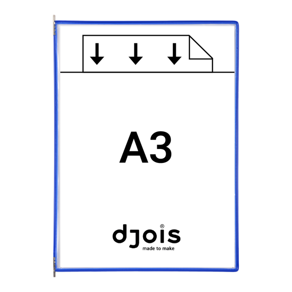 Djois závěsný rámeček s kapsou, A3, otevřený shora, modrý, 10 ks