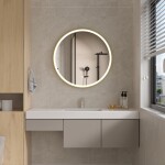 Erga Olivia, kulaté LED zrcadlo 70cm, zlatý kovový rám, 1610 lm, 6500K, přední osvětlení, ERG-V01-202-7070-GD