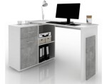 Rohový psací stůl Andy, bílá/šedý beton