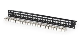 Digitus černý / Patch panel / 19" / 24x RJ45 / Cat6a / stíněný / 1U (DN-91411-24)