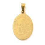 Přívěsek z nerezové oceli - placička se sv. Kryštofem - různé varianty - 27 x 18 x 2 mm - 1 ks Barva: Zlatá