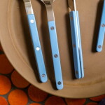 SABRE PARIS 4-dílná sada příborů Bistrot Brillant – Pastel blue, modrá barva, kov, plast