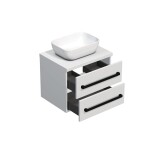 Koupelnová skříňka s černou úchytkou a krycí deskou SAT Cube Way 60x47,5x46 cm bílá lesk CUBE46C1603BI45 CUBE46C1603BI45