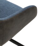 Židle jídelní, modrá látka a tmavě šedá látka v dekoru vintage kůže, černý kov, otočná P90°+ L90° s vratným mechanismem