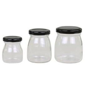 Chic Antique Set 3ks skleněná dóza s černým víčkem 6 x 8 5 x 7 4 x 6 cm