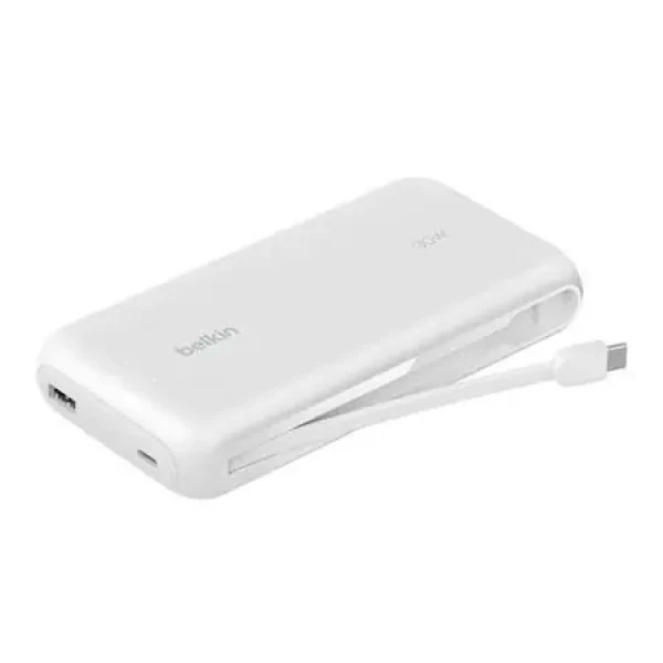 Belkin BOOST CHARGE 20000mAh + kabel bílá / PowerBanka / integrovaný USB-C kabel / 30W PD (BPB024hqWH)
