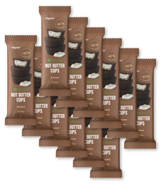 Vilgain Nut Butter Cups BIO – 12× kokos 39 g (3 x 13 g)