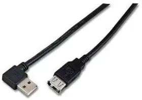 MicroConnect kabel USB2.0 A (F) - USB2.0 A 90° úhel (M) 1.5m černá / 480Mbit/s (USBAAF2ABLACK)