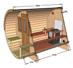 Sudová sauna 280 BOROVICE THERMO s terasou, smontovaná CFSEO280TW-SML